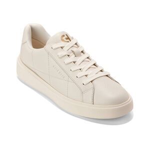 Cole Haan Women's Quilted White Cream Sneakers Grand Pro Rally Leather